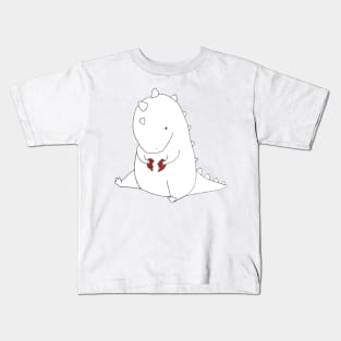 hand drawing «A sad little dinosaur with a broken heart» Kids T-Shirt